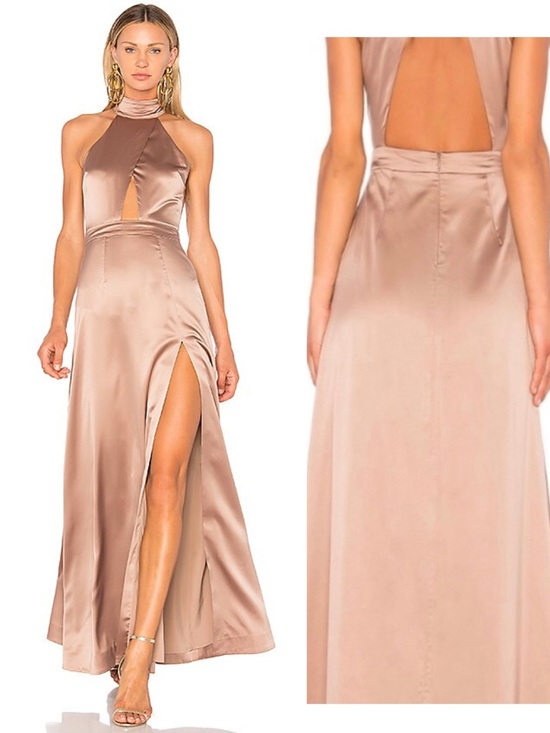 NBD Dresses & Skirts - REVOLVE NBD Zendaya Gown Champagne Size Medium Satin Maxi Formal Wedding Guest